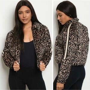 Leopard Print Women's Zip Up Jacket